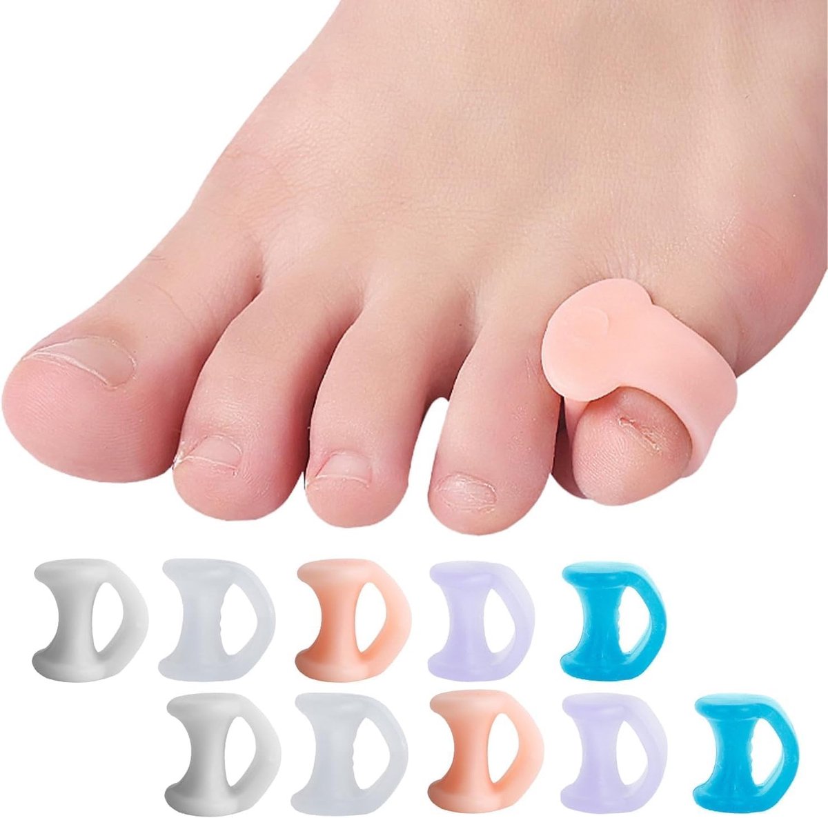 10 Stuks Silicone Tussenstukjes voor Tenen - Corrigeer Gebogen Tenen en Overlap Tenen voor Dames en Heren