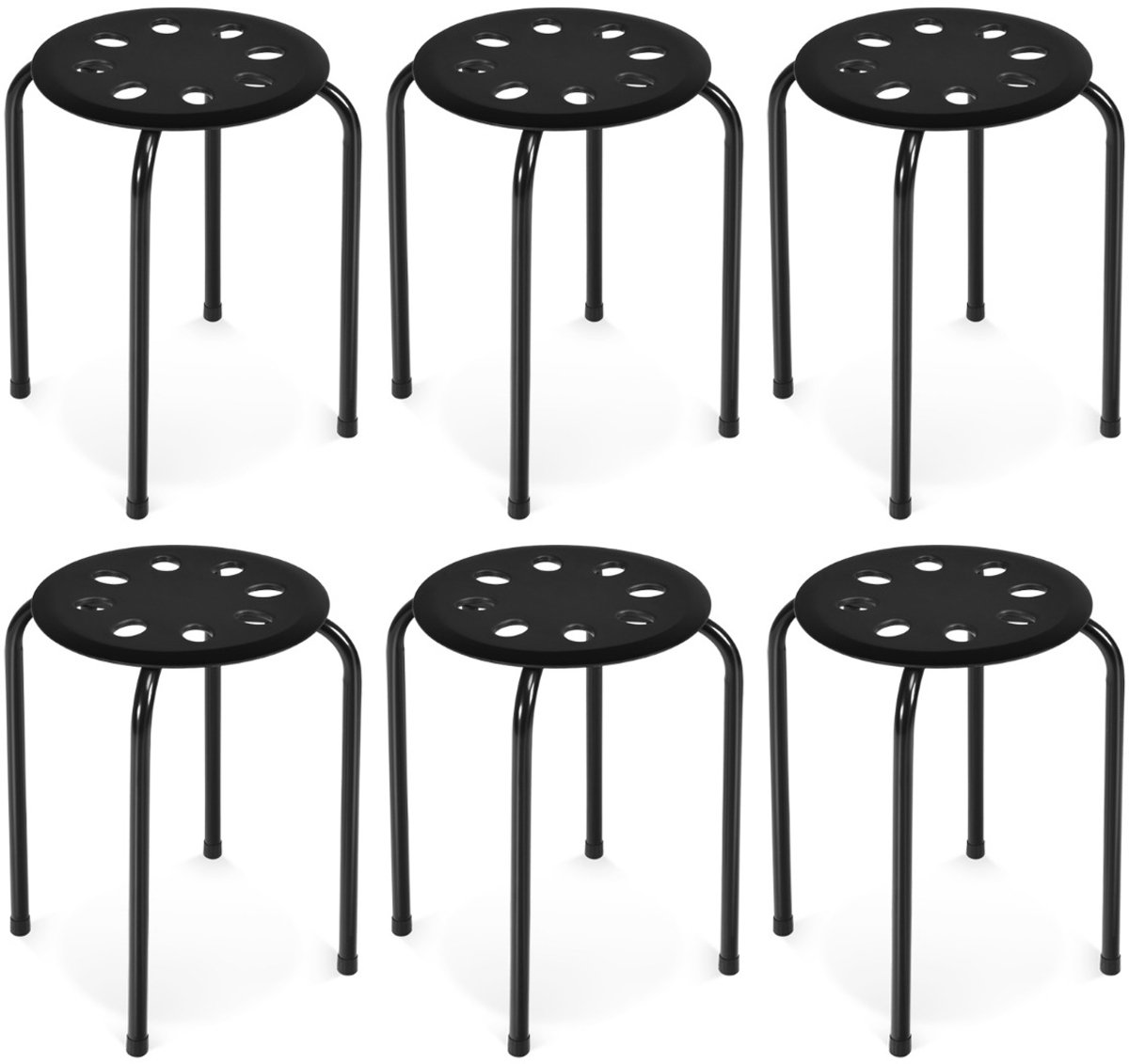 SureDeal® - Eettafel - Stapelkruk Stapelbare Metalen - Thuis Kantoor Klaslokaal - Zithoogte - 30x30x44,5 cm - Zwart