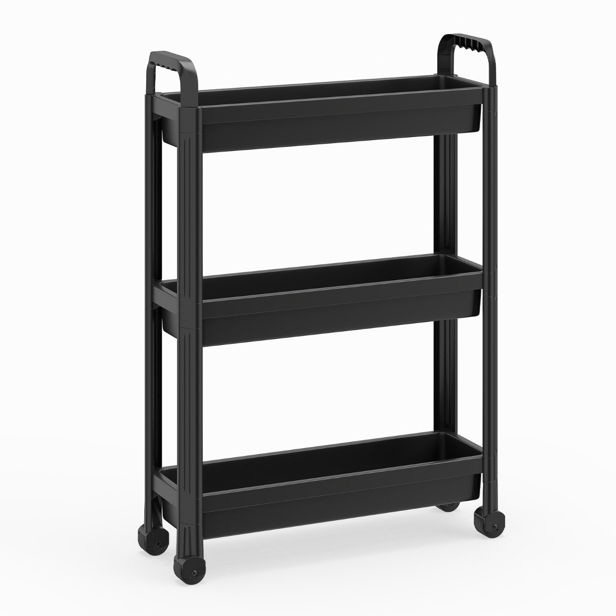 SureDeal® - Keukentrolley - Smalle Rolwagen - Traps Badkamerorganizer - Handgrepen - 54x18,5x76 cm - Zwart
