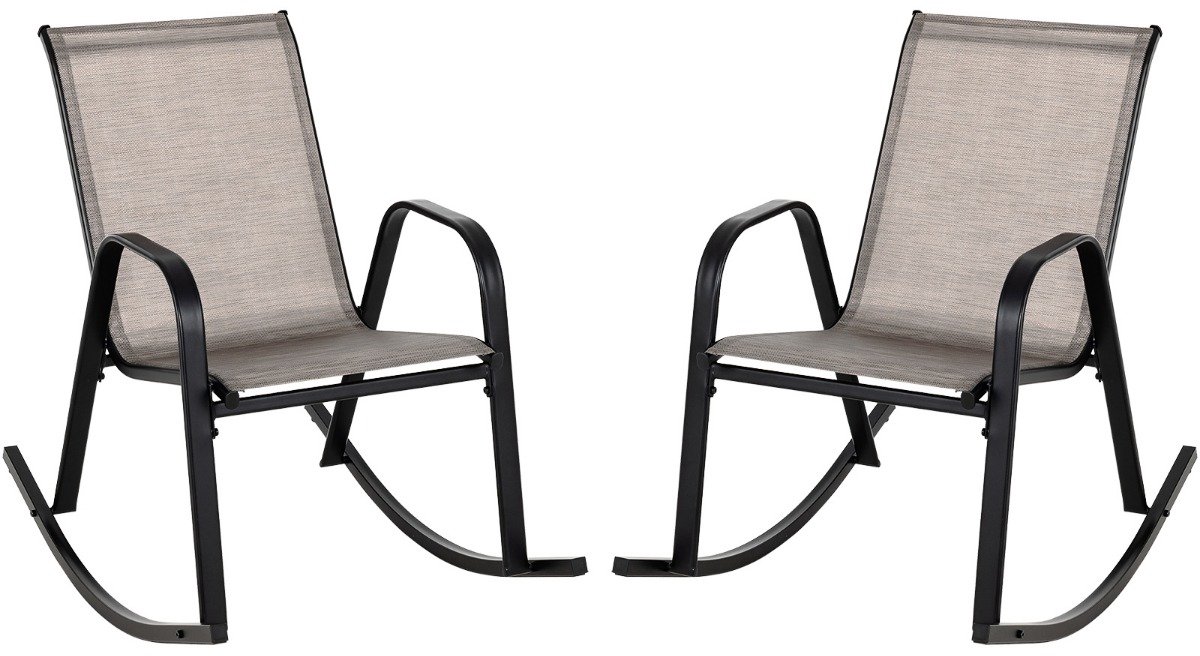SureDeal® - Tuinstoel - Schommelstoelen - Ademende Stoffen Zitting - Tuin Balkon Zwart - Bruin - Grijs - 91x62x86 cm - Naturel