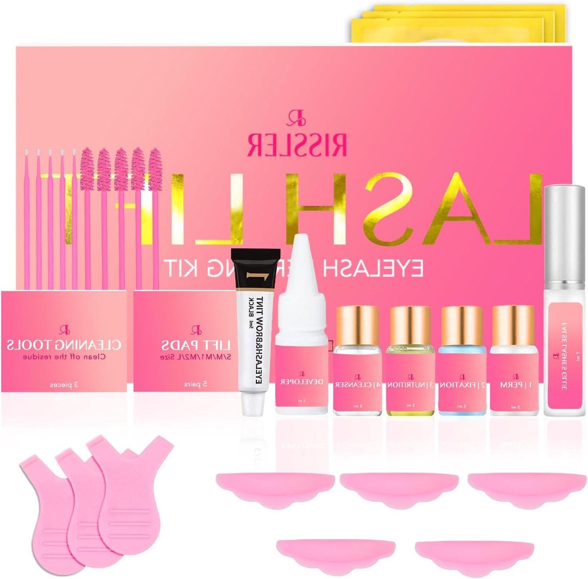 Wimperlift Set - Semi-permanente Krul - Natuurlijk Volume - Inclusief Wimperverf - Voor 15 Behandelingen - Zwart