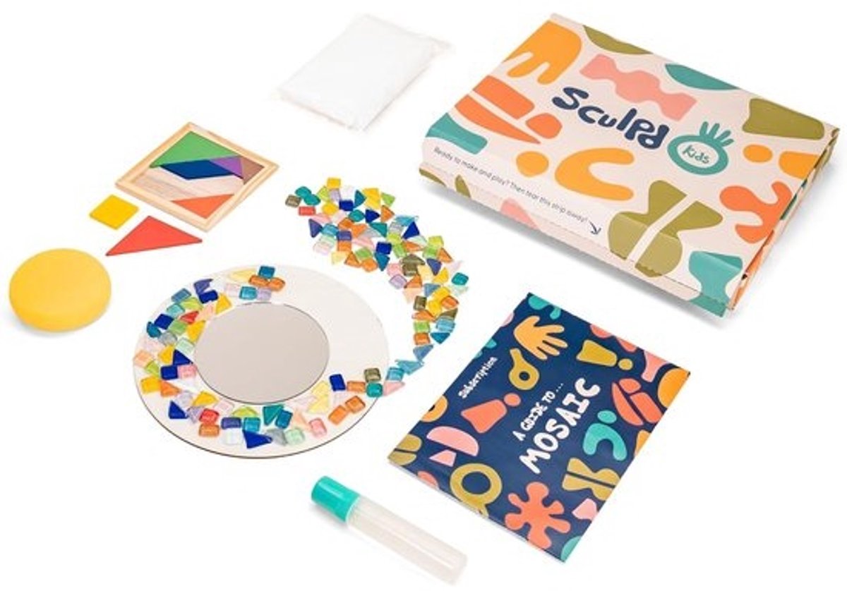 Mozaïekset Kinderen - Knutselset Creatief - Spiegel Maken - Compleet Inclusief Gips - 30x20x11 cm