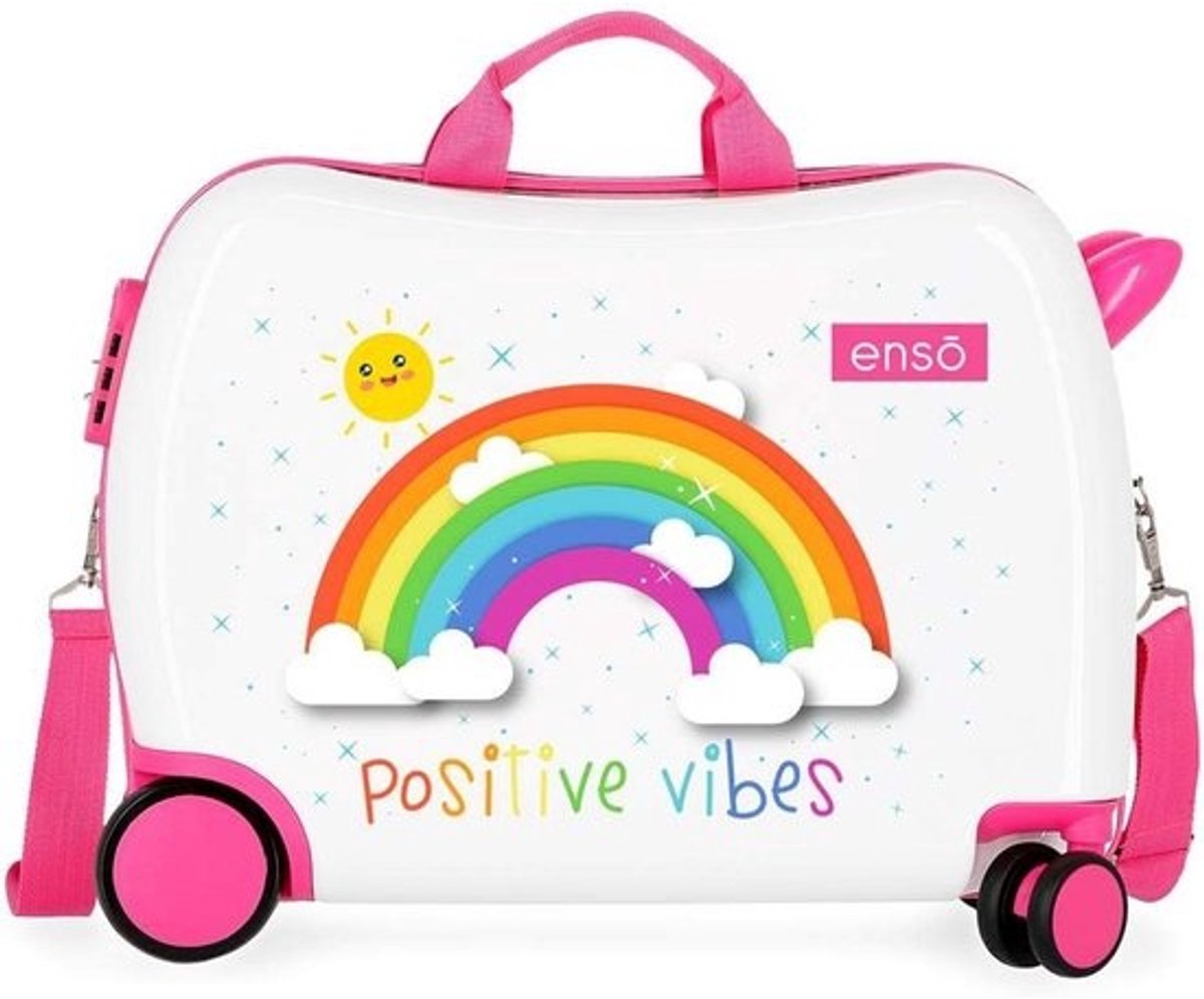 Kinderkoffer Regenboog Wit 50x39x20 cm | Handbagage Geschikt voor Vakantie