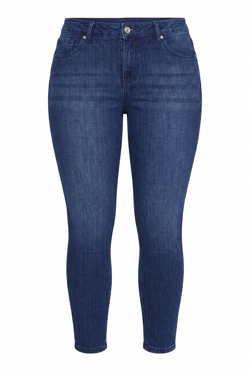 MIAMODA - Dames - 7/8-jeans slim fit 5-pocket enkellang - Blauw denim - Maat 50