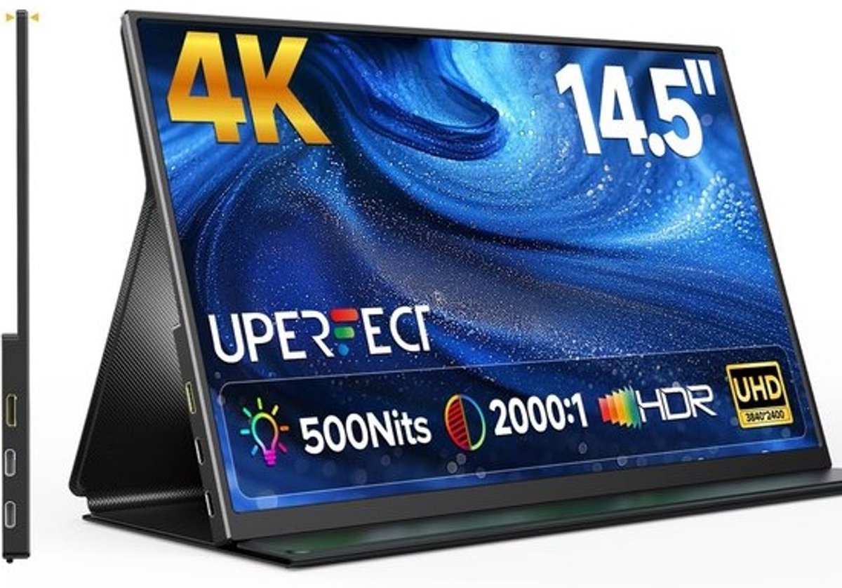4K Ultra HD Draagbare Monitor 14.5 Inch - 3840x2400 IPS Scherm met Smart Cover