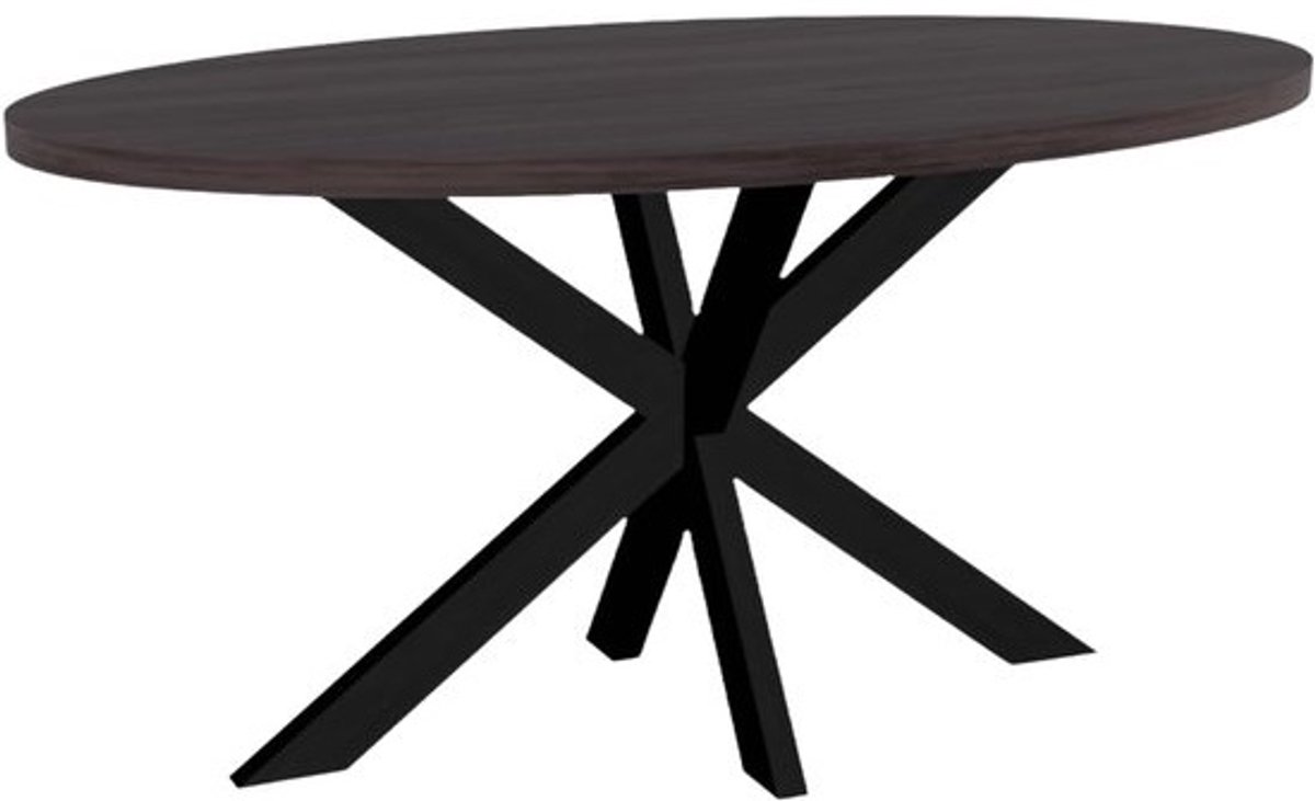 Ovale Eettafel 160 cm Donker Walnoot Melamine - Industrieel Design