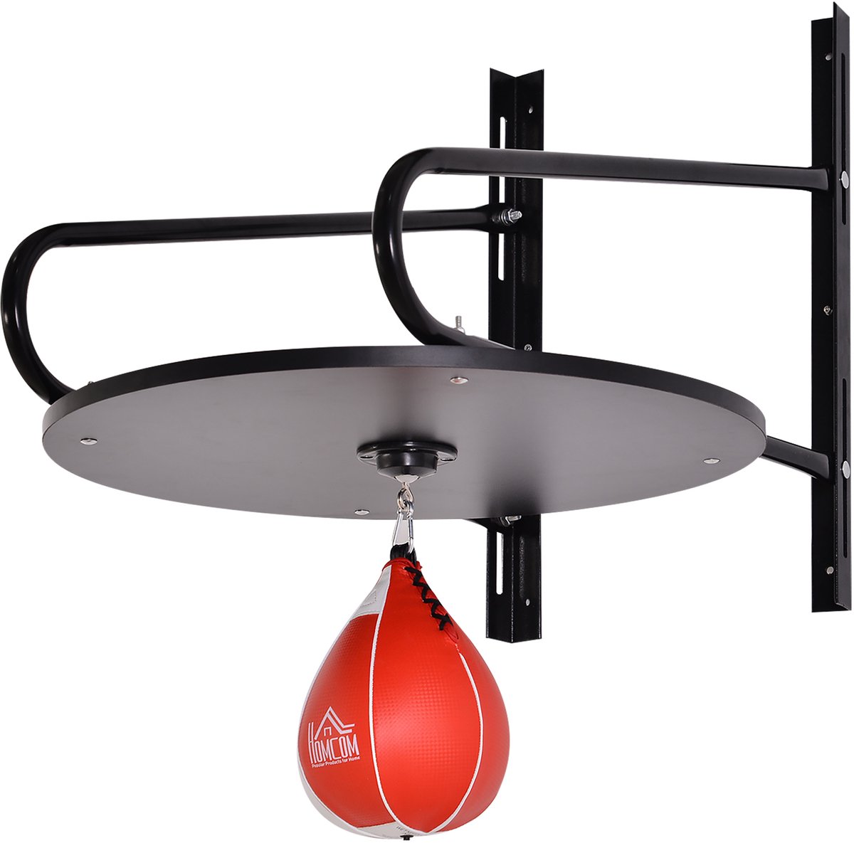 Boksbal met draaibare wandhouder voor het oefenen van techniek en reflexen, 60x73x80 cm, zwart en rood.