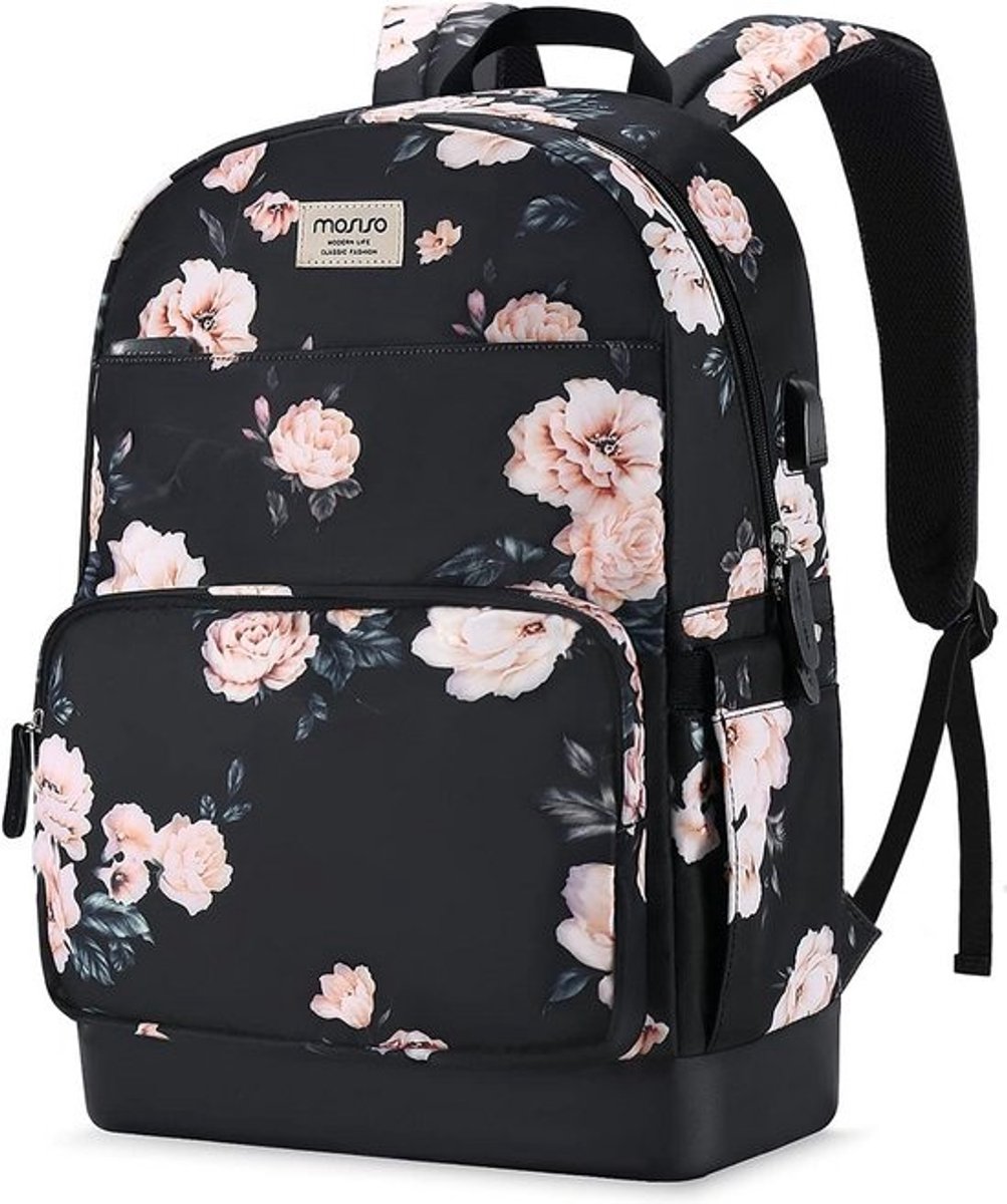 Dames Laptop Rugzak 15.6-16 inch met USB Oplaadpoort en Trolley Riem
