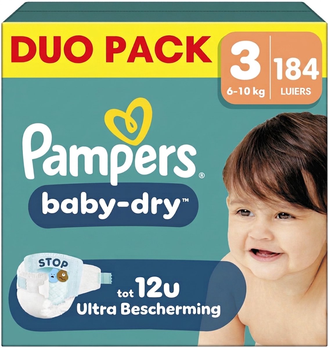 Pampers Baby-Dry Maat 3 - 184 Luiers - 6-10kg - Voordeelverpakking