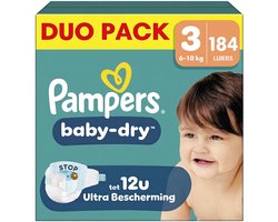Pampers Baby-Dry Maat 3 - 184 Luiers - 6-10kg - Voordeelverpakking