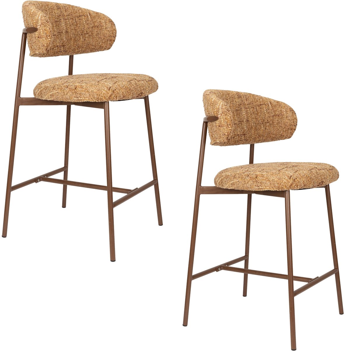Housecraft Living Claes Barkrukken rugleuning 65 cm Gemêleerd Okergeel - Set van 2
