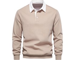 MakingDa Heren polo hals sweatshirts lange mouw casual trui sweatshirt effen kleur winter warme trui top