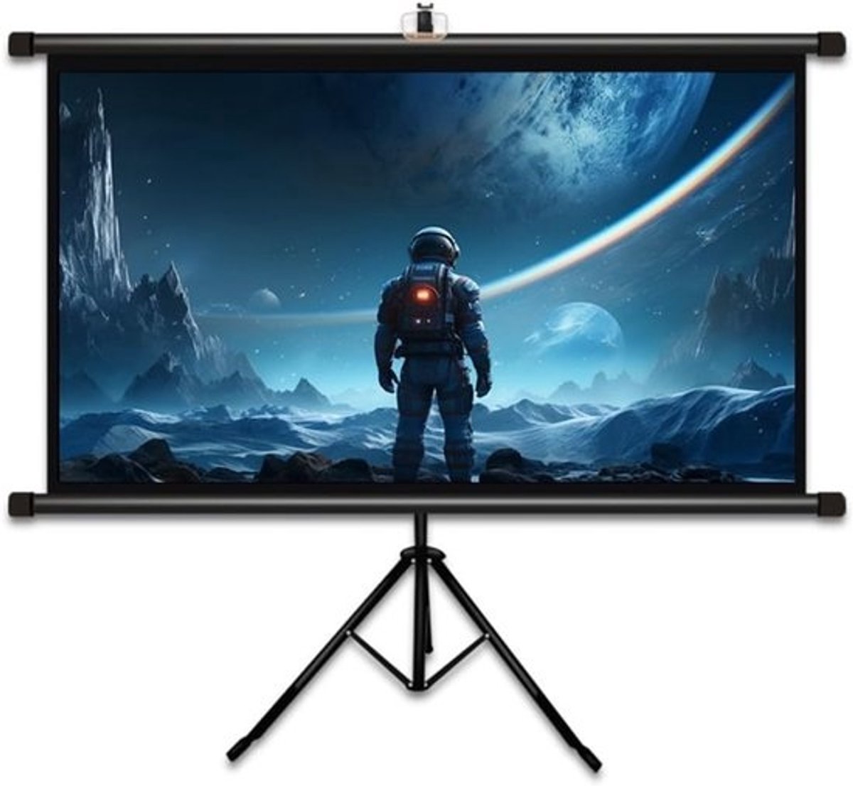 Projectiescherm Statief - Oprolbaar Filmscherm - Thuisbioscoop Gaming - In Hoogte Verstelbaar - 60 Inch 16:9 - Zwart