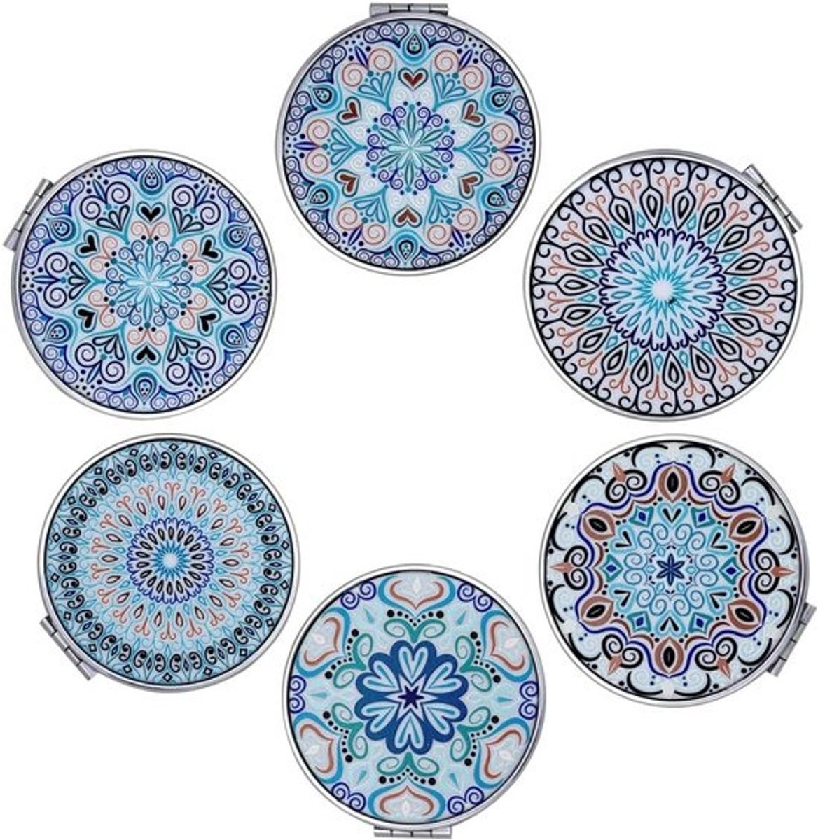 Compacte Zakspiegels - Draagbare Make-up Hulpmiddelen - Dagelijkse Verfraaiing - Gemengde Mandala Reliëf Ontwerpen - 75 x 73 cm - Groen