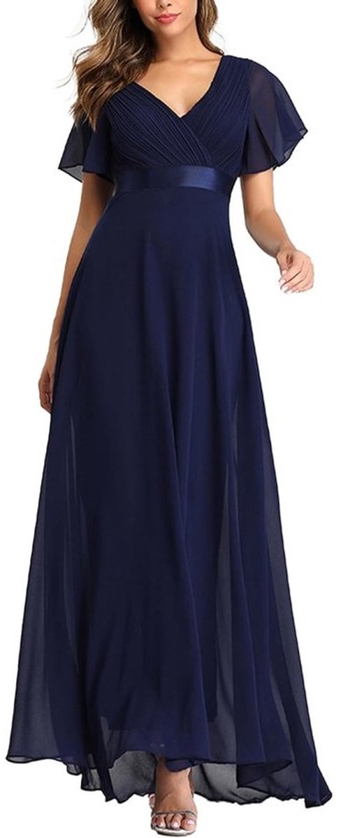 Avondjurk Dames - Feestjurk Maxi - Bruiloft Gast - V-hals Chiffon
