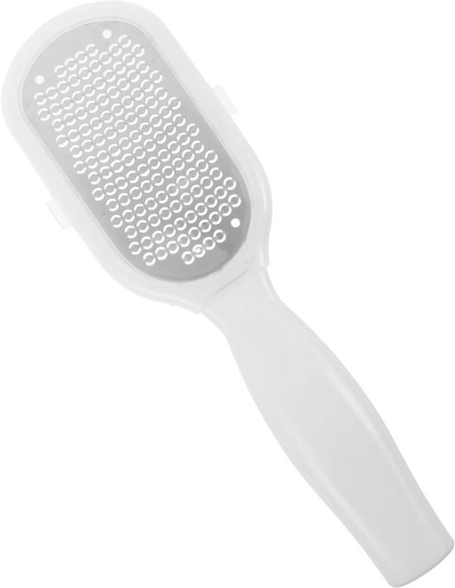 Roestvrijstalen Voetvijl - Eeltverwijderaar Pedicure Tool - Zachte Huid Creëren - Dubbele Exfoliërende Oppervlakken - 20.5 x 5.2 cm - Wit
