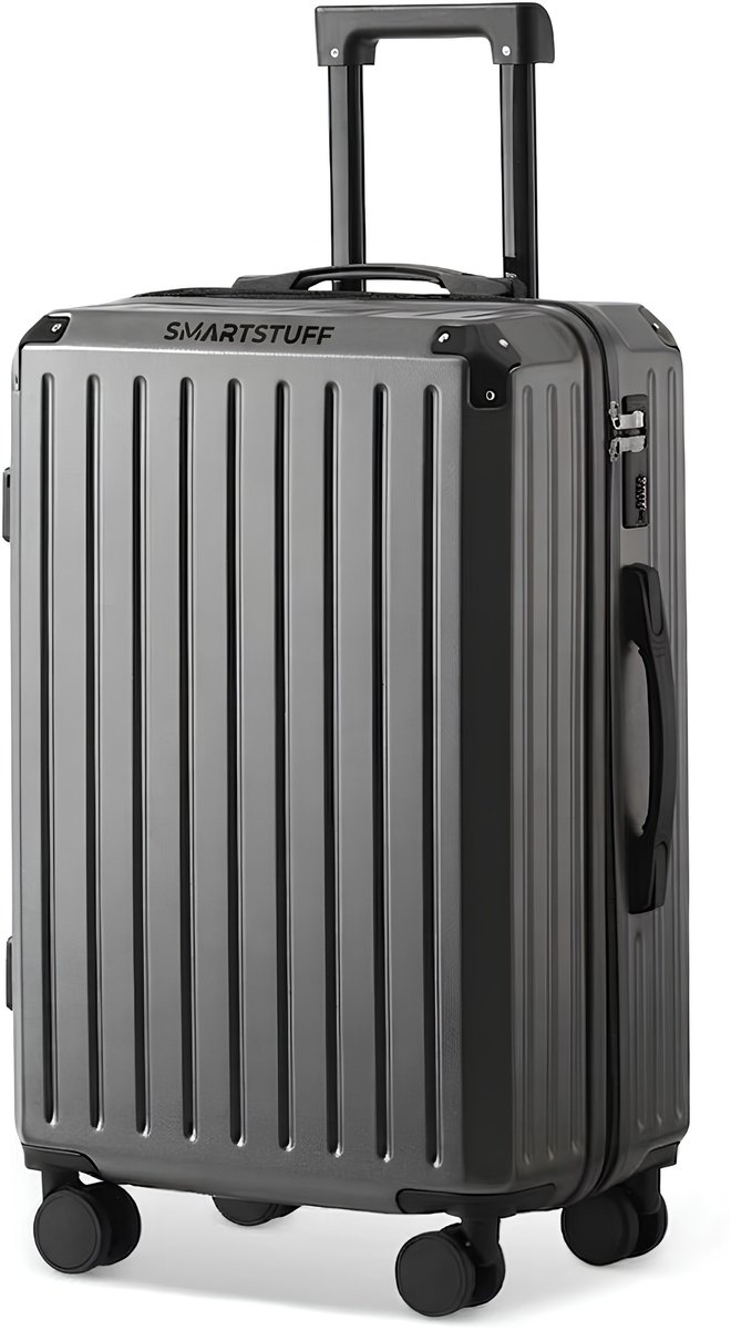 Smartstuff® Handbagage Koffer – 42L – 55x37x22 cm – Met Bekerhouder & Cijferslot – Titanium Grey