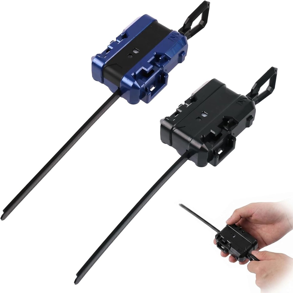 2-Pack Spinning Tops Set met Grote Rip Cord en Launcher voor Battling Tops, Geschikt voor X Series Accessoires in Zwart en Blauw