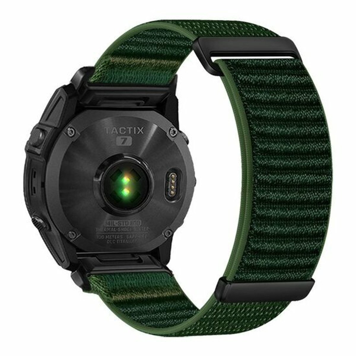 By Qubix - Geschikt voor Garmin bandje - 26mm Quickfit - Nylon Sport Loop bandje - Donkergroen - Geschikt voor Garmin Fenix 9 / 9 pro - 51mm
