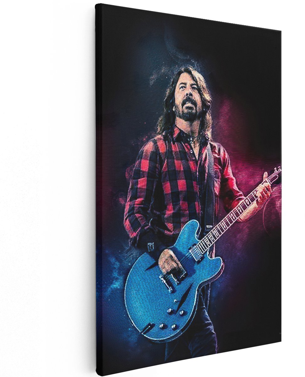 Artaza Canvas Schilderij David Grohl met zijn Gitaar - 120x180 cm - Groot - Muurdecoratie - Canvas Print