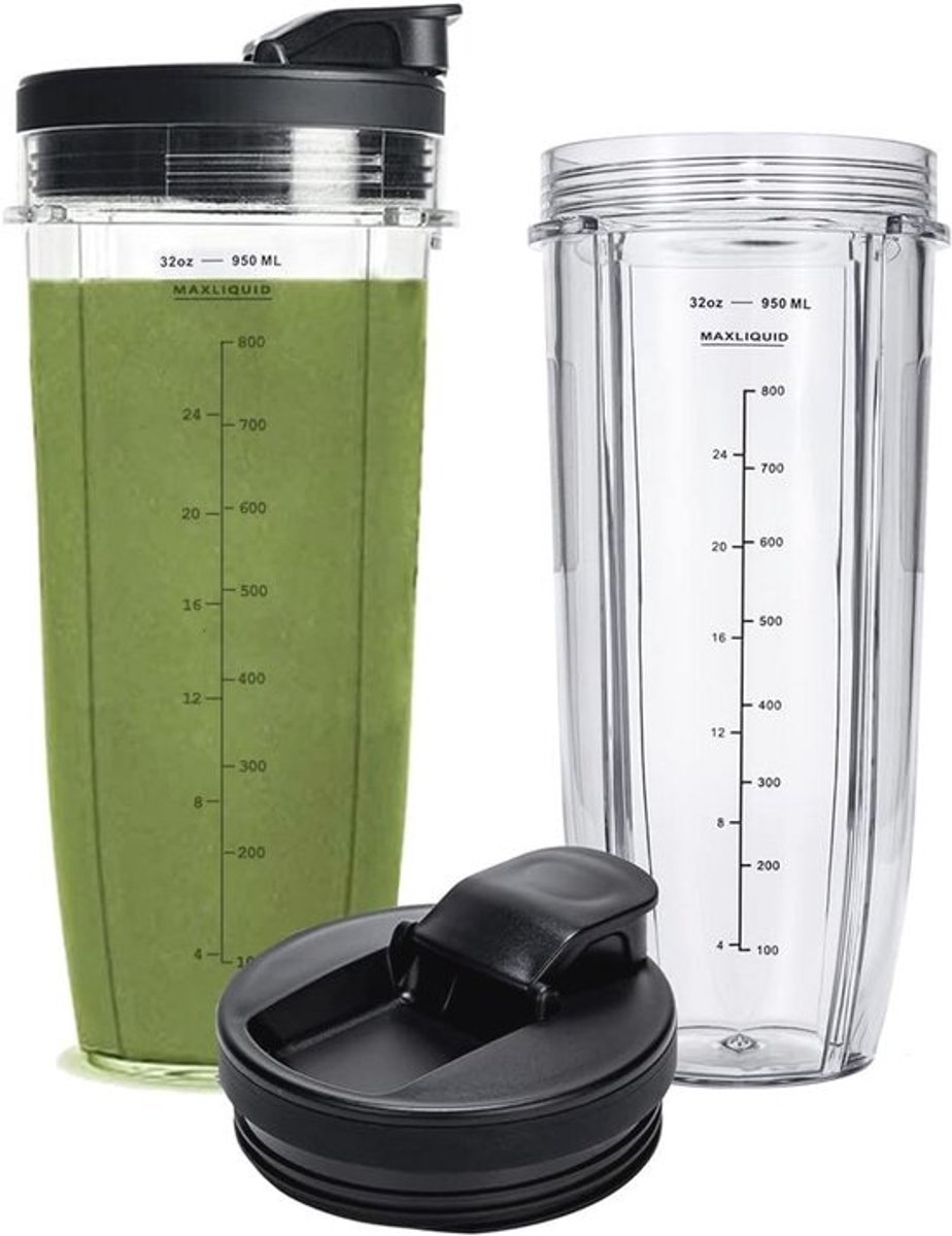 32 oz vervangende bekers voor blenders - 2 stuks met verbeterde slok- en afdichtingsdeksels