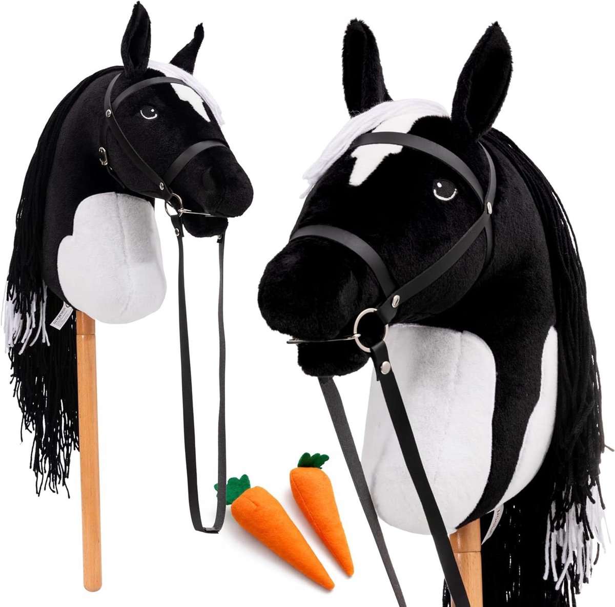 Stokpaard Set - Paard Speelgoed - Kinderen Spelen - Afschroefbare Stok - A3 Formaat - Zwart