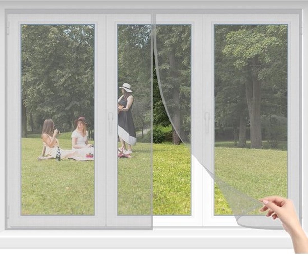 Magnetische Hordeur en Horraam - Insectenhor 60x140cm Grijs - Bescherming tegen Muggen en Vliegen