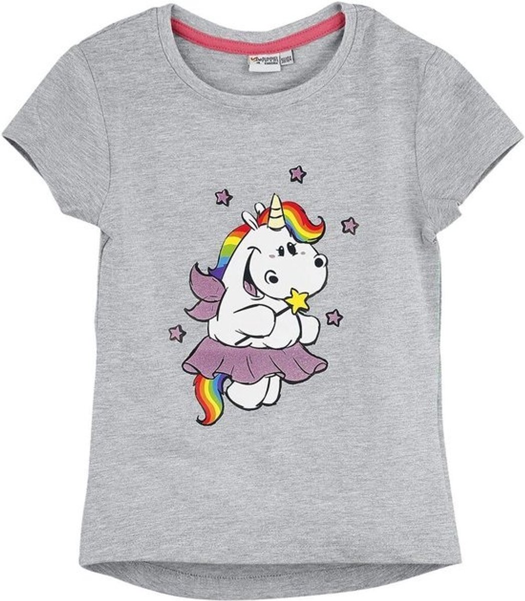 Grijs meisjes T-shirt met glitterprint