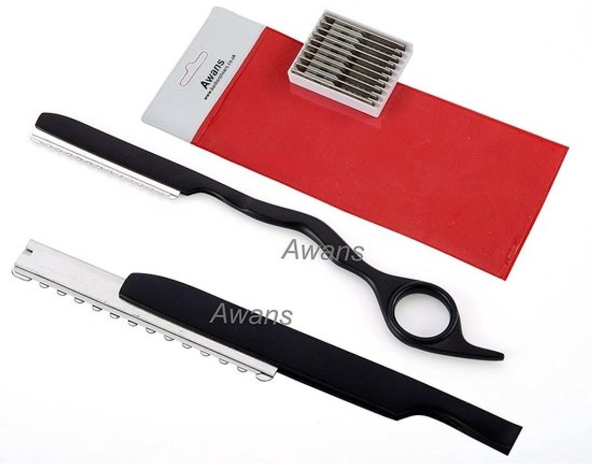 Professionele Haarverdunner Scheermes met 10 Reserve Scheermesjes - Handmatige Kappers Tool