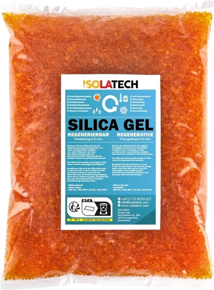Regenereerbare Silica Gel Droogmiddel Zak (1,8 kg) met Oranje Kleurindicator - Vochtregelaar voor Filament, Elektronica en Opslag