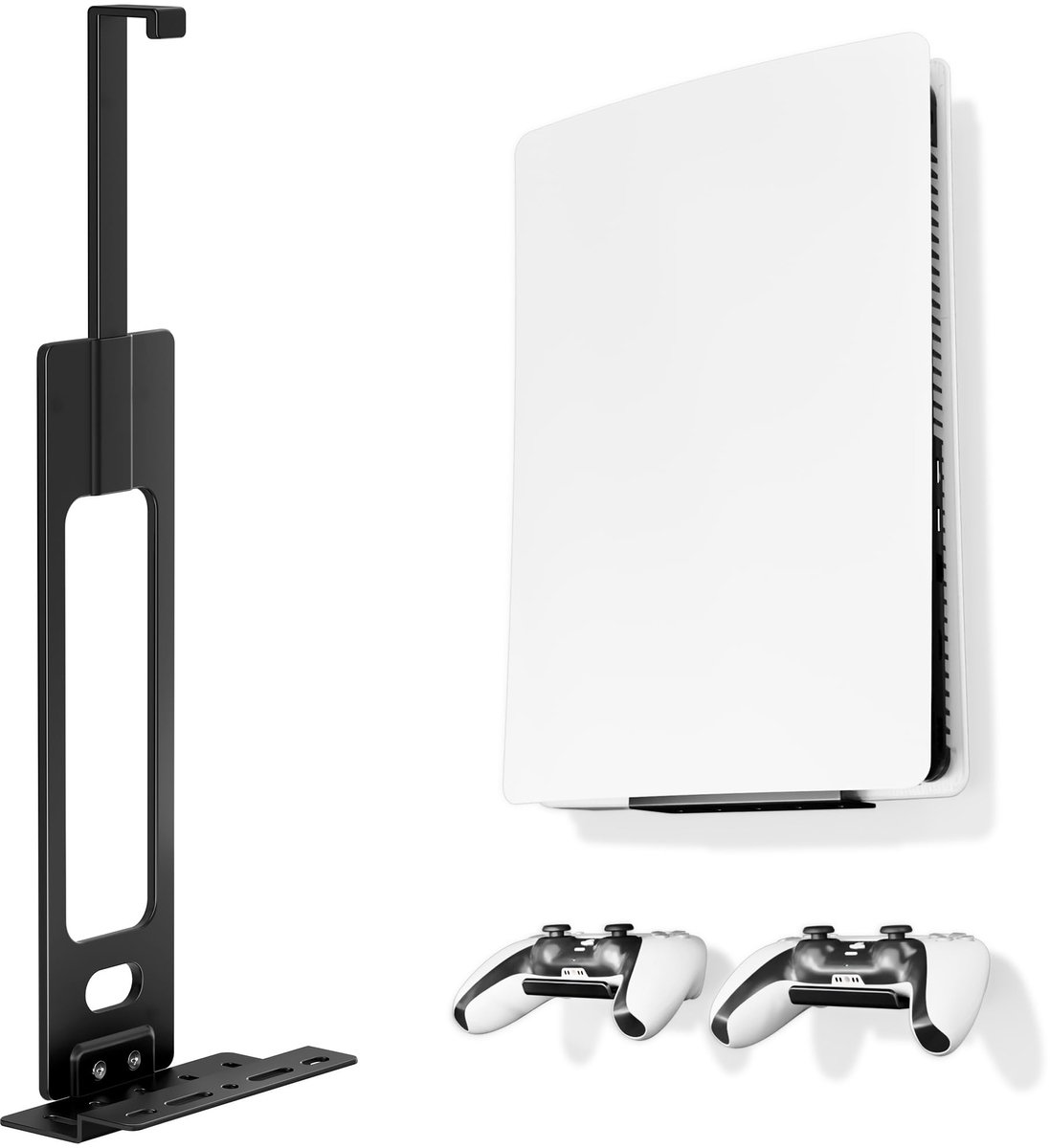 pickpiff PS5 wandhouder, verstelbare houder voor PlayStation 5-console met 2 controllerhouders, compatibel met PS5 - ShopVlot
