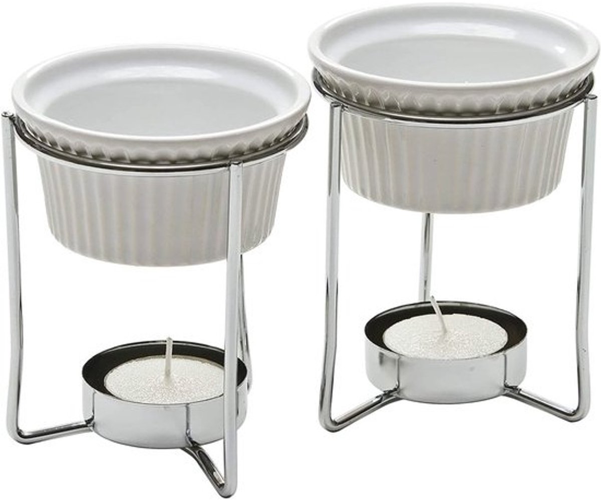 Keramische fondue-set met theelichtjes en mokken