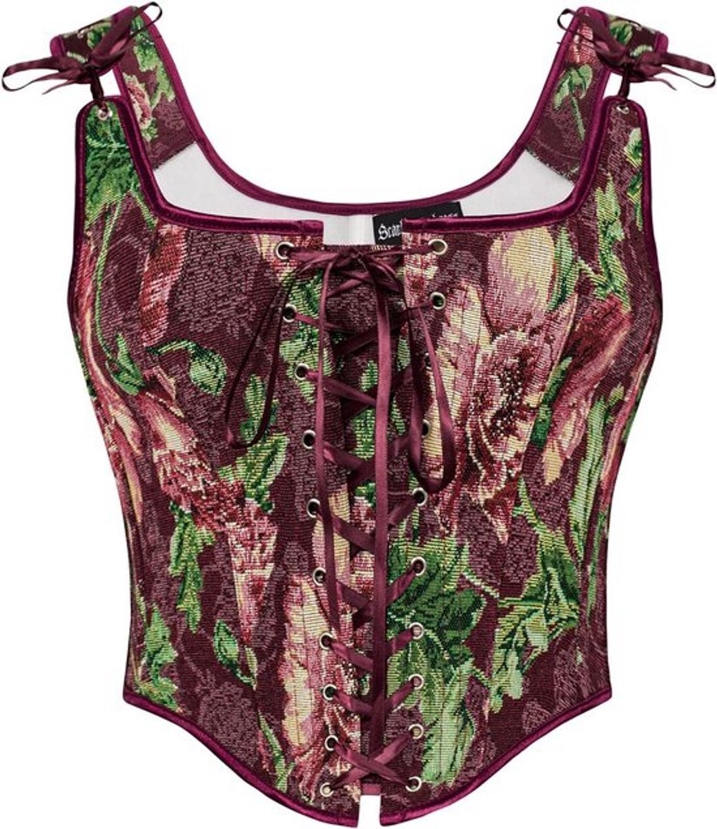 Dames Renaissance Corset Top Vintage Bloemenprint Corsage Vest