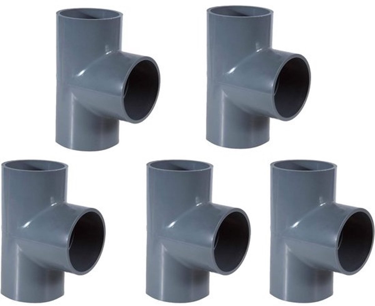 PVC Buis en Verbindingselementen Ø 50 mm - Hoek, Kniestuk, T-Stuk, Doppen en Fittingen (5 Stuks)