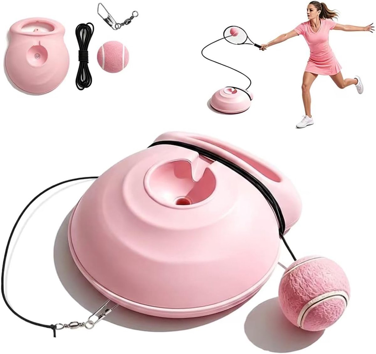 2 Stuks Rebound Tennis Trainer Set - Tennis Trainer Set - Tennis-Reboundbal met Koord - Draagbaar Ontwerp - Met Lang Elastiek - Voor Thuistraining en Verbetering Van Techniek