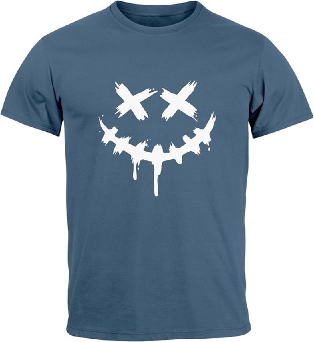 Heren T-shirt met Smiling Face Print voor Techwear Fashion en Streetstyle