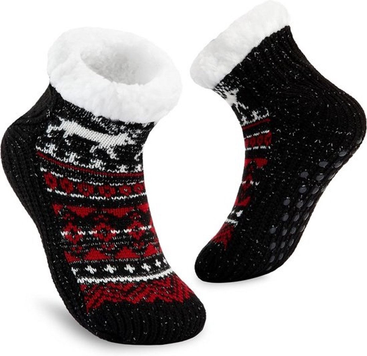 Fleece pantoffelsokken dames - Pluizige grip sokken voor extra comfort en warmte