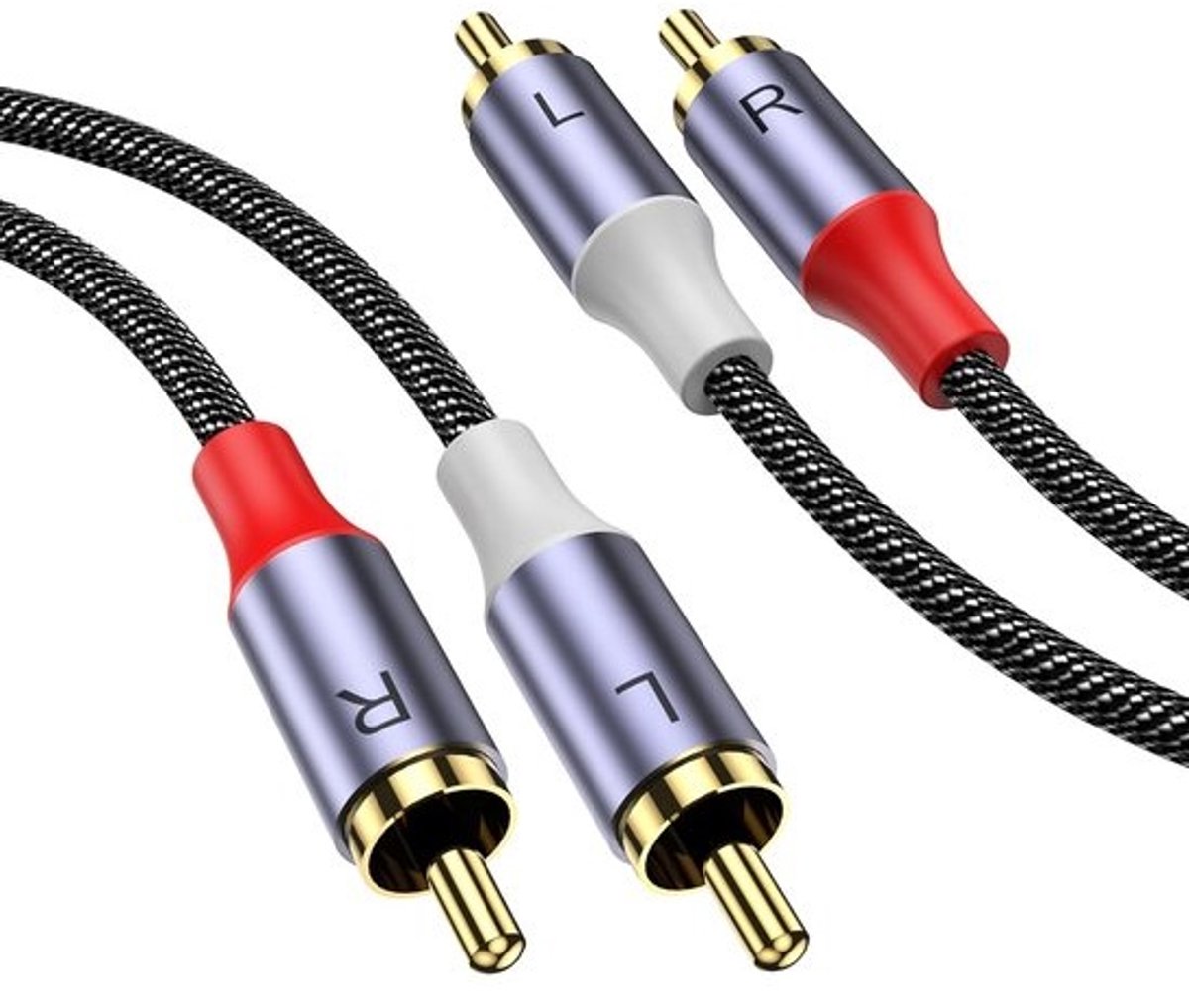 Stereo RCA Kabel 5M - Verguld Gevlochten Nylon Audio Kabel voor Home Cinema en Autoradio