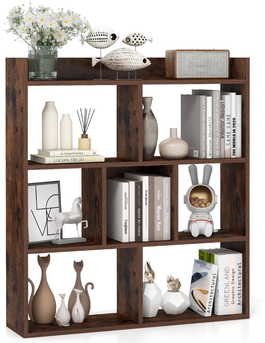 SureDeal® - Opbergrek - Open Boekenkast Zelfdragende - Anti kantelfunctie Opbergmeubel - 80x20x90 cm - Koffiebruin