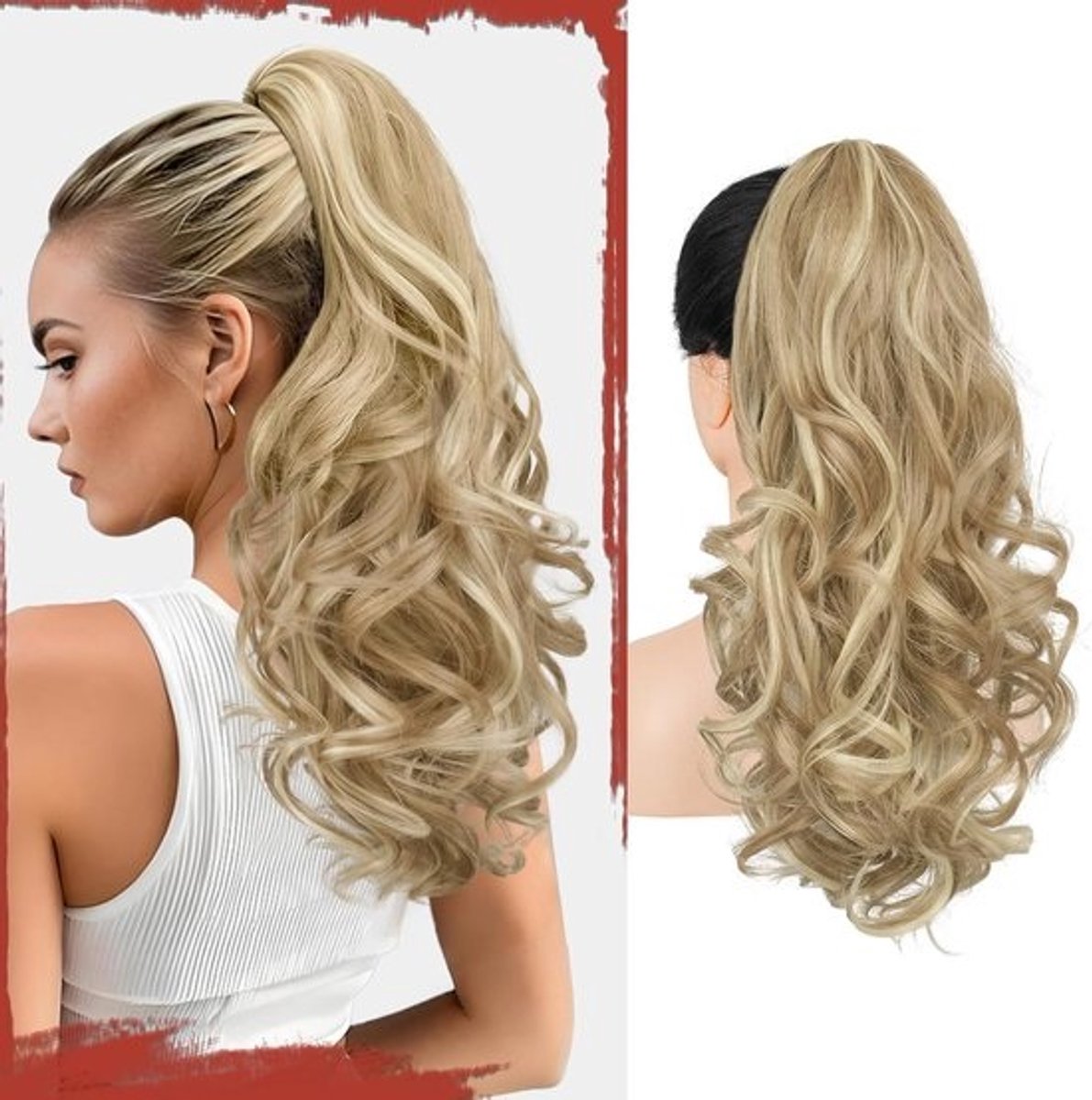 Paardenstaart Haarverlenging 43 cm Krullend Clip-in Synthetische Extensions