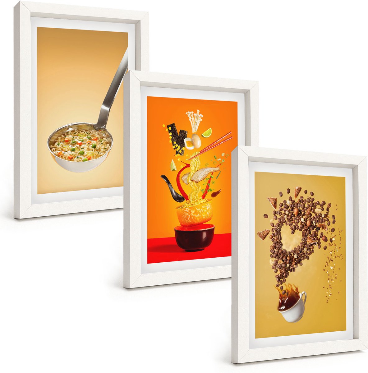 Wallfluent 3-Delige Schilderij Set - Keuken, Eten En Drinken Thema'S - 20 x 30 - Wanddecoratie - Muurdecoratie - Moderne Interieurdecoratie - Interieur Decoratie