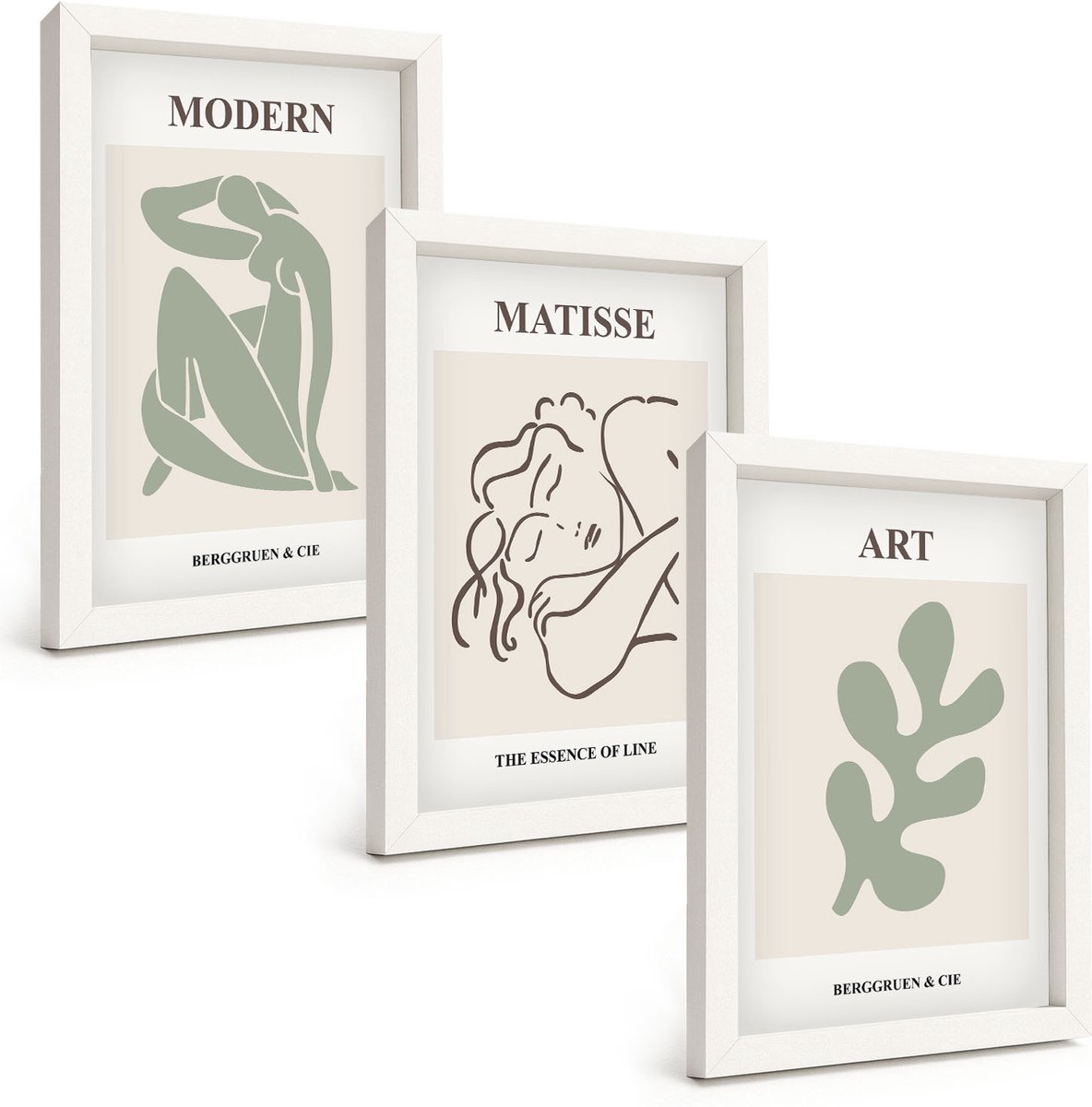 Wallfluent 3-Delige Schilderij Set - Stijlvolle Personages En Planten In Een Minimalistisch Ontwerp. - 20 x 30 - Moderne Wanddecoratie - Woonkamer - Stijlvolle Muurdecoratie