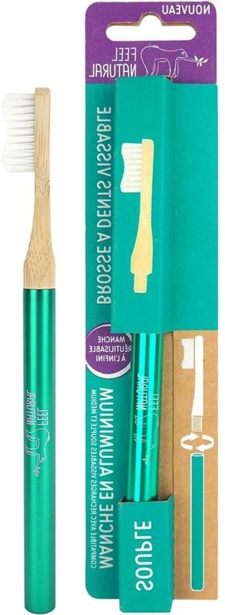 Aluminium Tandenborstel - Herbruikbare Borstel - Mondhygiëne - Plantaardige Filamenten - 224 cm - Groen