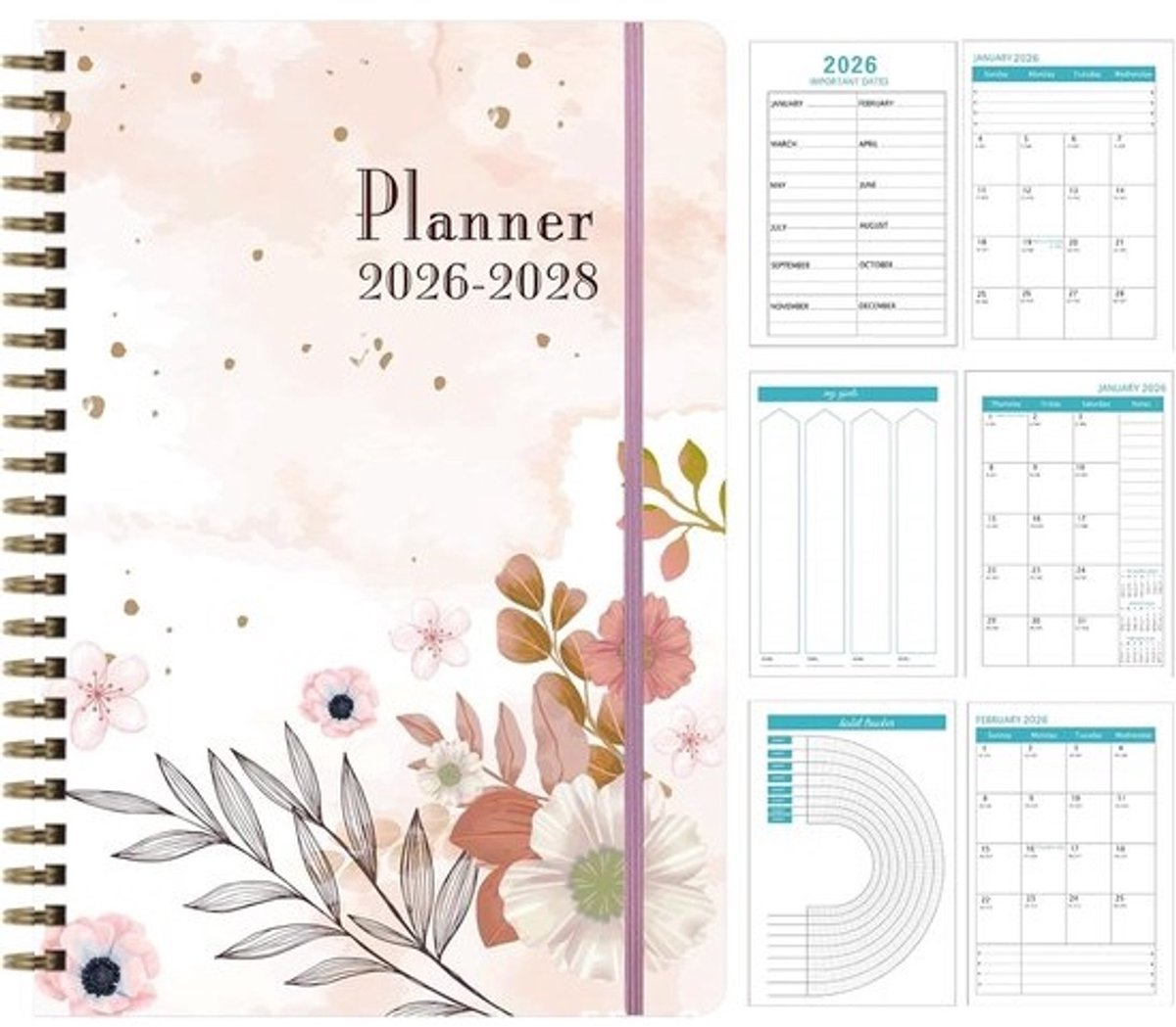Maandplanner - 3 Jaar Agenda - Langetermijn Planning - Spiraalgebonden Ontwerp - 21x15x2 cm - Niet gespecificeerd