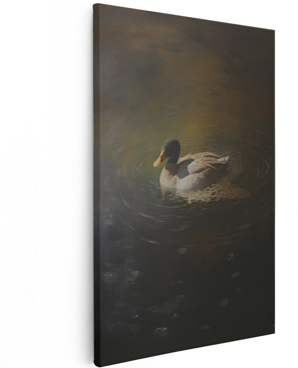 Artaza Canvas Schilderij Eend - 120x180 cm - Groot - Wanddecoratie Vogels - Muurdecoratie Natuur - Schilderijen Dieren - Decoratie Water