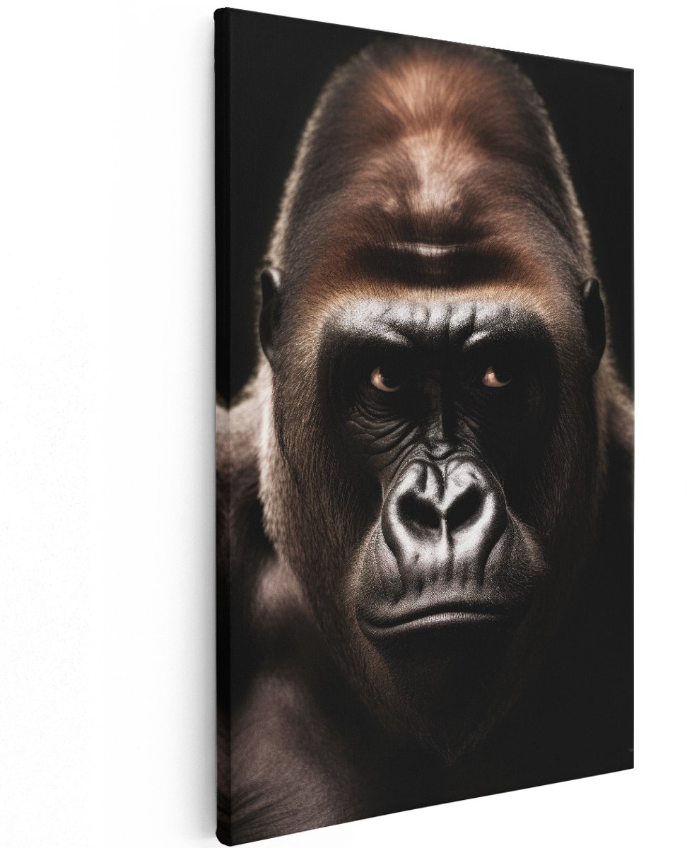 Artaza Canvas Schilderij Gorilla - 120x180 cm - Groot - Wanddecoratie Dieren - Muurdecoratie Zilverrug - Decoratie Portret Slaapkamer