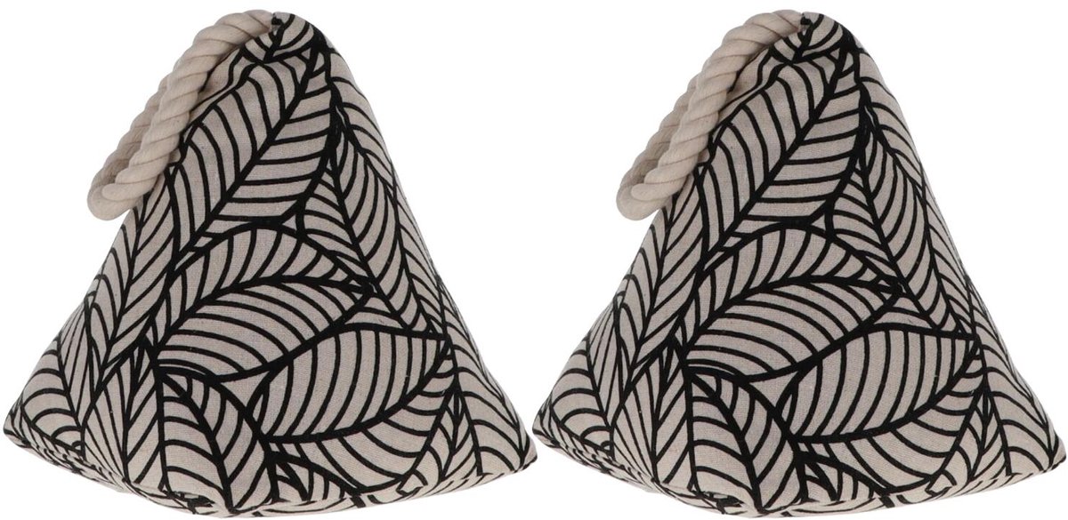 Luance Deurstopper - 2x - 1 kg - beige - stof - zwarte jungle print - 15 cm - deurstop