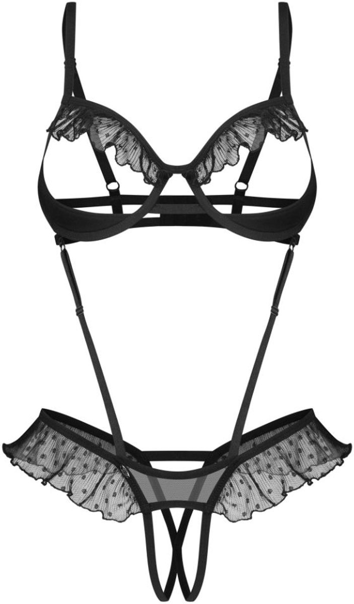 Obsessive - Carrola Crotchless Teddy - Zwart