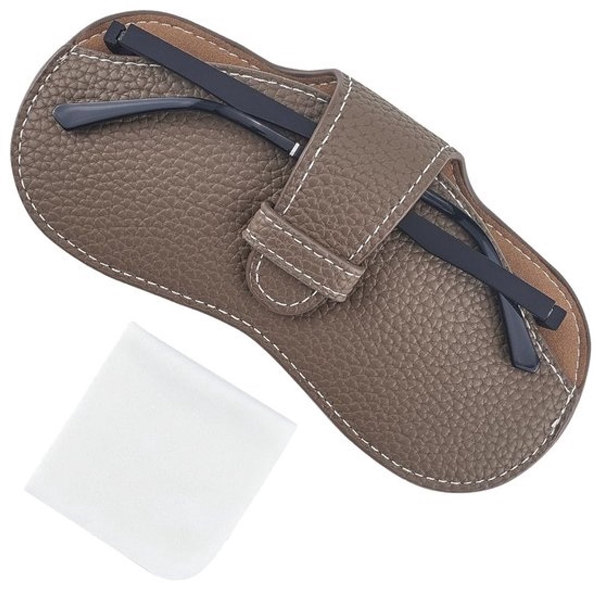 Dailygoods - Cosensi - Dailygoods - Dailygoody - Leren brillenkoker - Draagbare zonnebriltas - Lichtgewicht en compact - Bruin - Knijpsluiting voor onderweg - Geschikt voor vakantie en d...