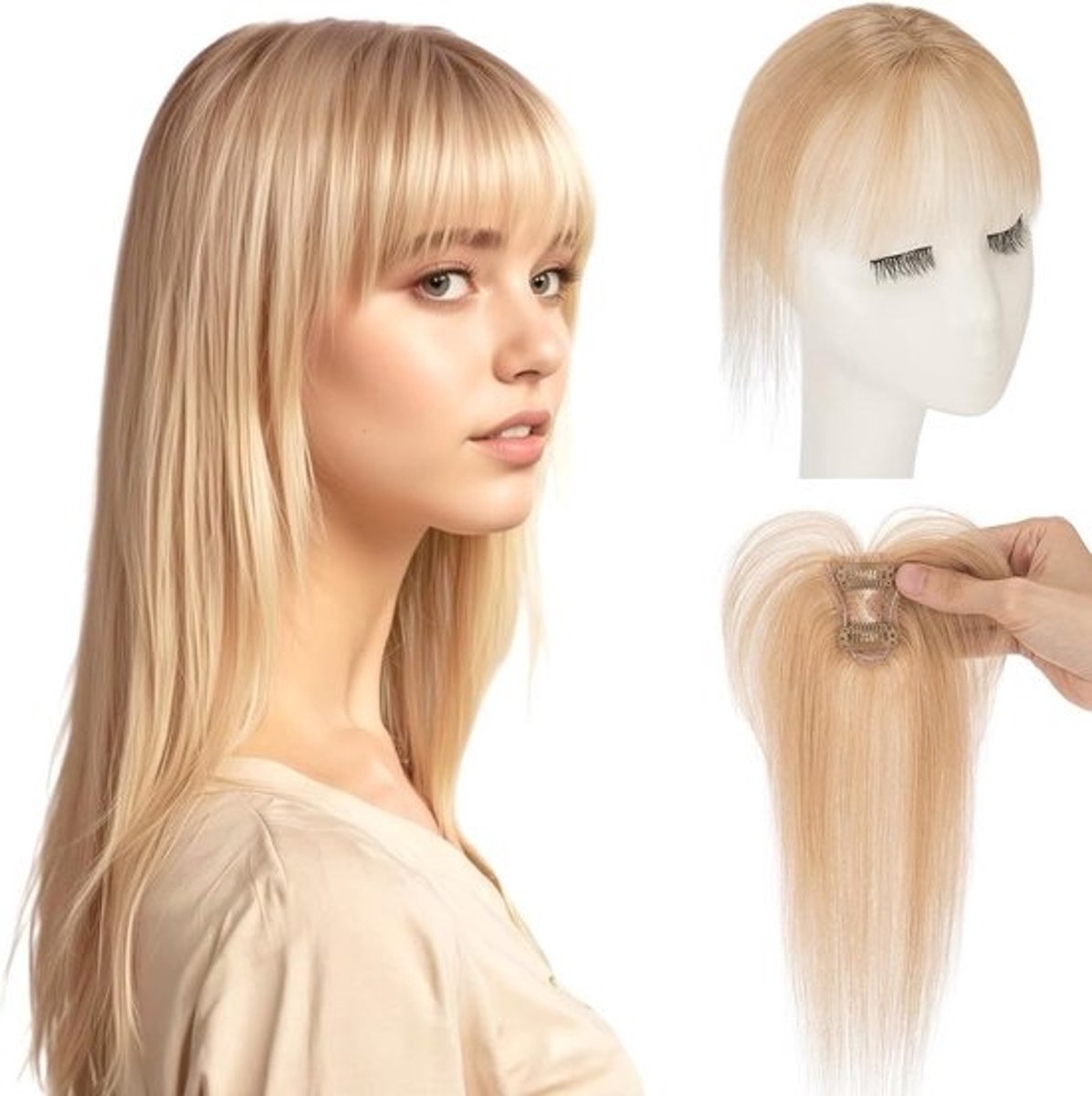 Clip-in Pony met Clips Echt Haar Donkerblond Pluk Haarstuk